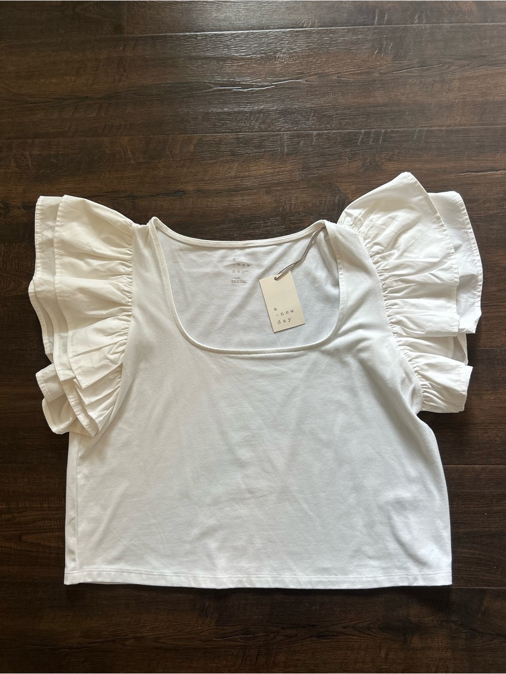 a new day White Ruffle Sleeve Crop Top